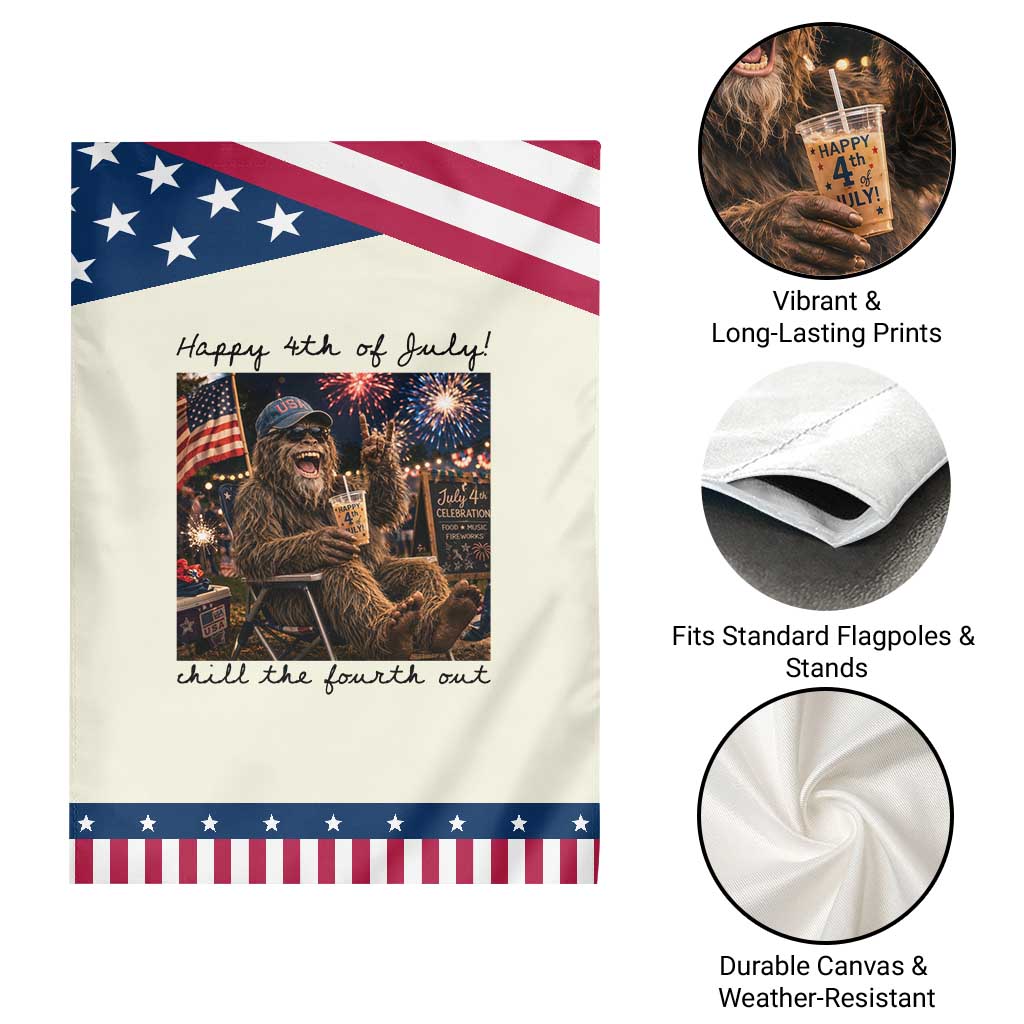Funny Bigfoot 4th of July Patriotic Garden Flag Patriotic Sasquatch American Flag Party Festival