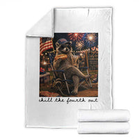 4th of July Raccoon Throw Blanket Chill The Fourth Out