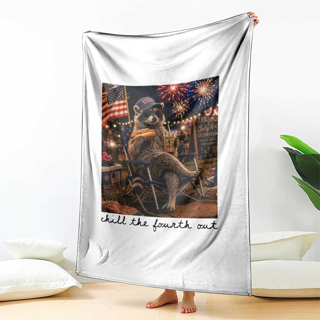 4th of July Raccoon Throw Blanket Chill The Fourth Out