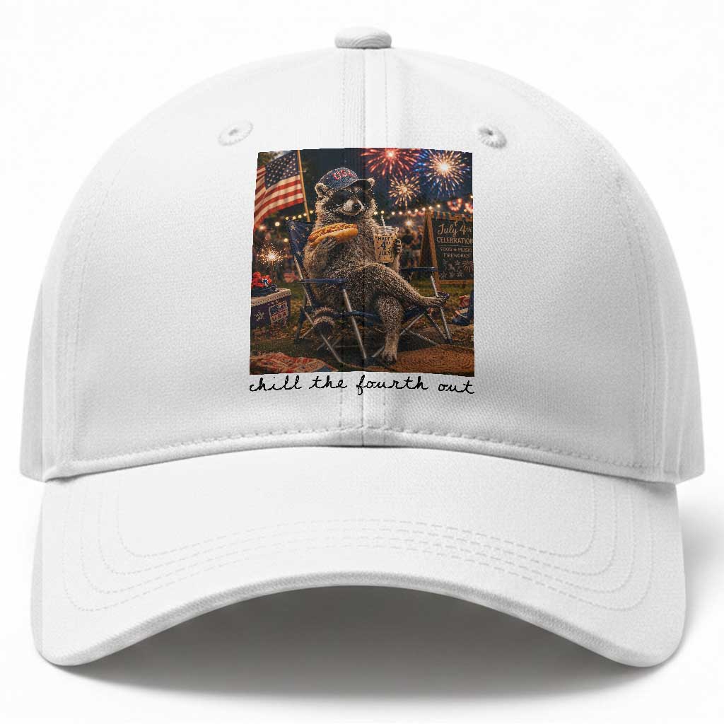 4th of July Raccoon Baseball Cap Chill The Fourth Out
