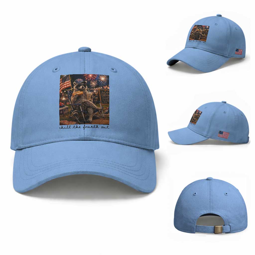4th of July Raccoon Baseball Cap Chill The Fourth Out