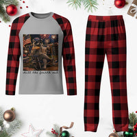 4th of July Raccoon Plaid Pajama Set Chill The Fourth Out