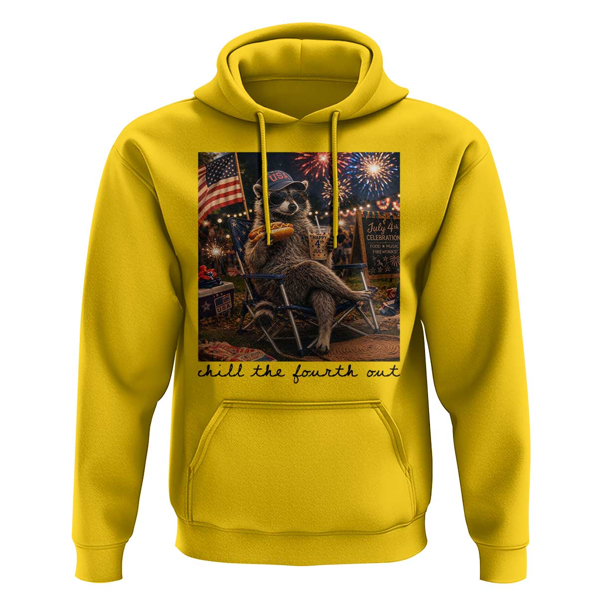 4th of July Raccoon Hoodie Chill The Fourth Out
