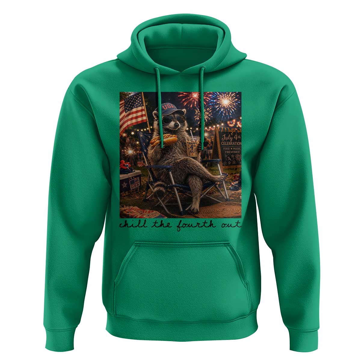 4th of July Raccoon Hoodie Chill The Fourth Out