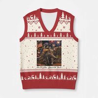 4th of July Raccoon V-Neck Knit Sweater Vest Chill The Fourth Out