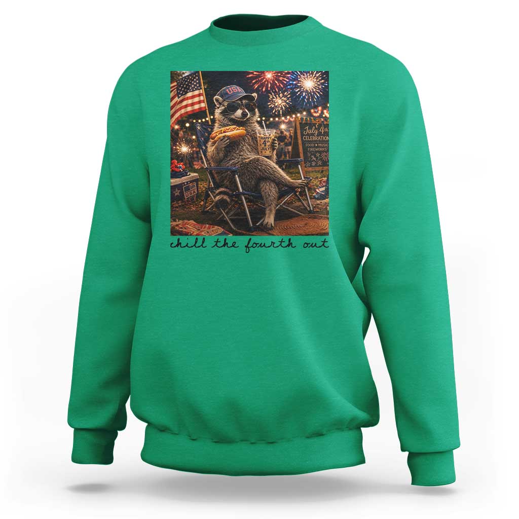 4th of July Raccoon Sweatshirt Chill The Fourth Out