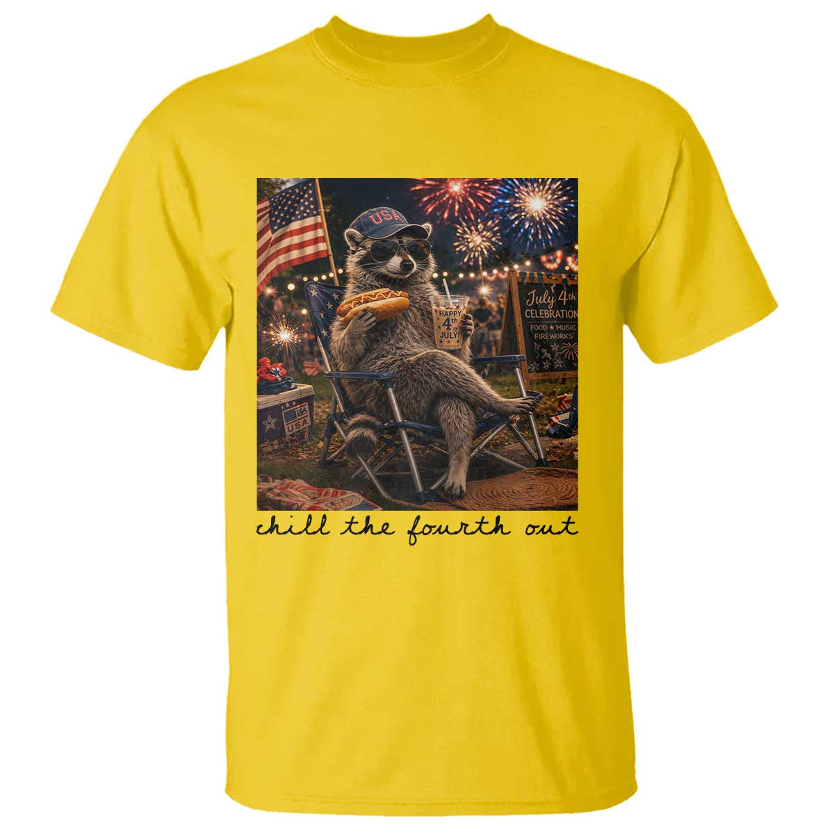 4th of July Raccoon T Shirt Chill The Fourth Out