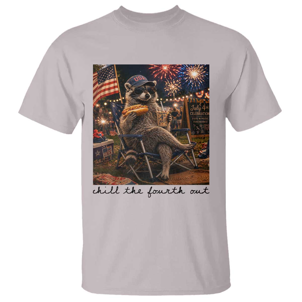 4th of July Raccoon T Shirt Chill The Fourth Out