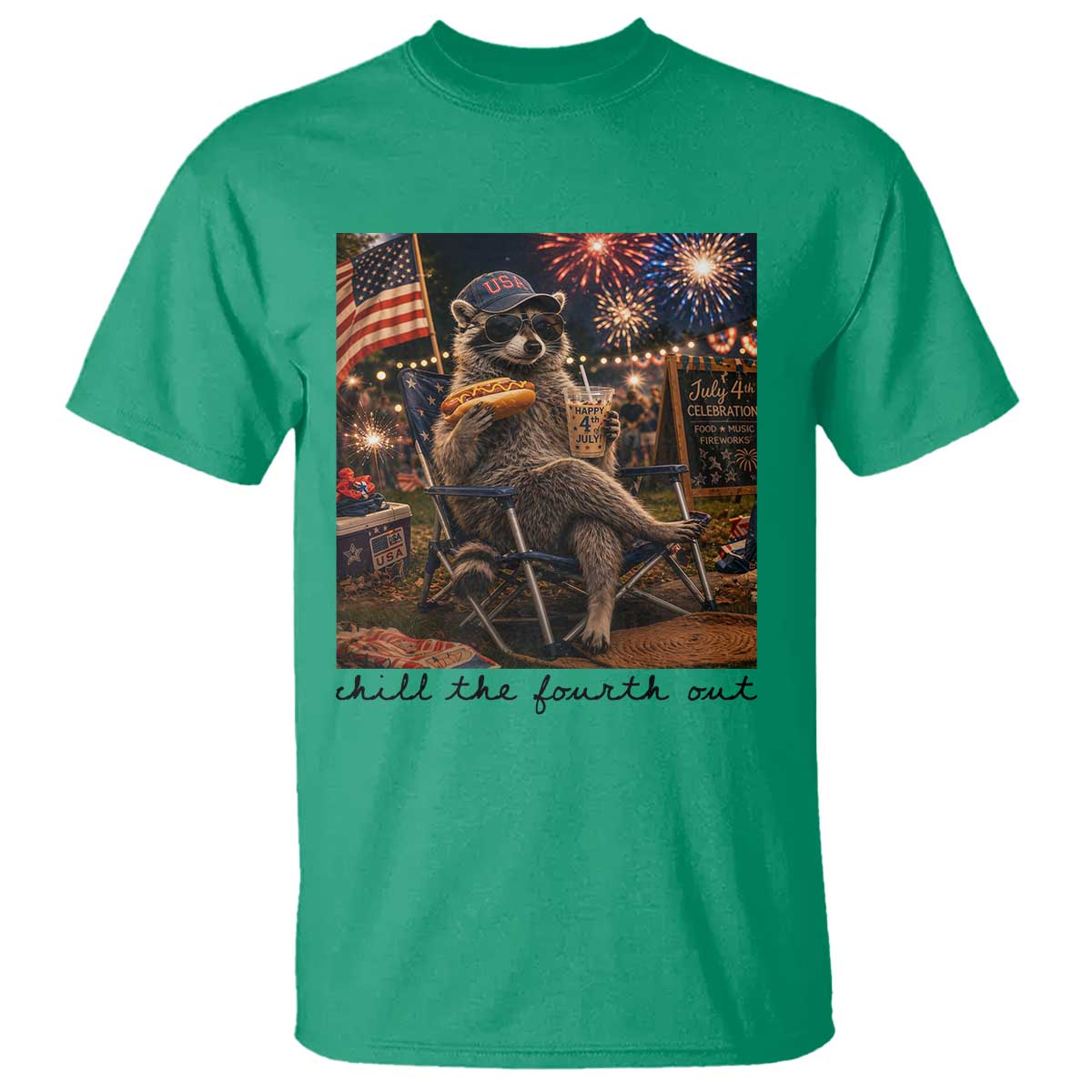 4th of July Raccoon T Shirt Chill The Fourth Out