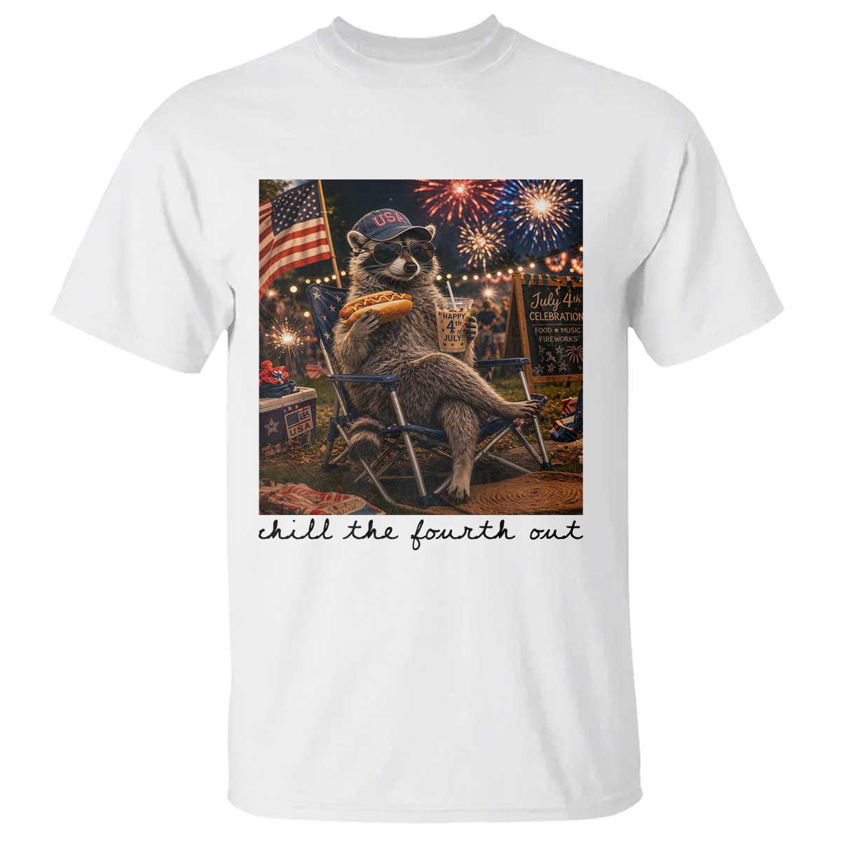 4th of July Raccoon T Shirt Chill The Fourth Out