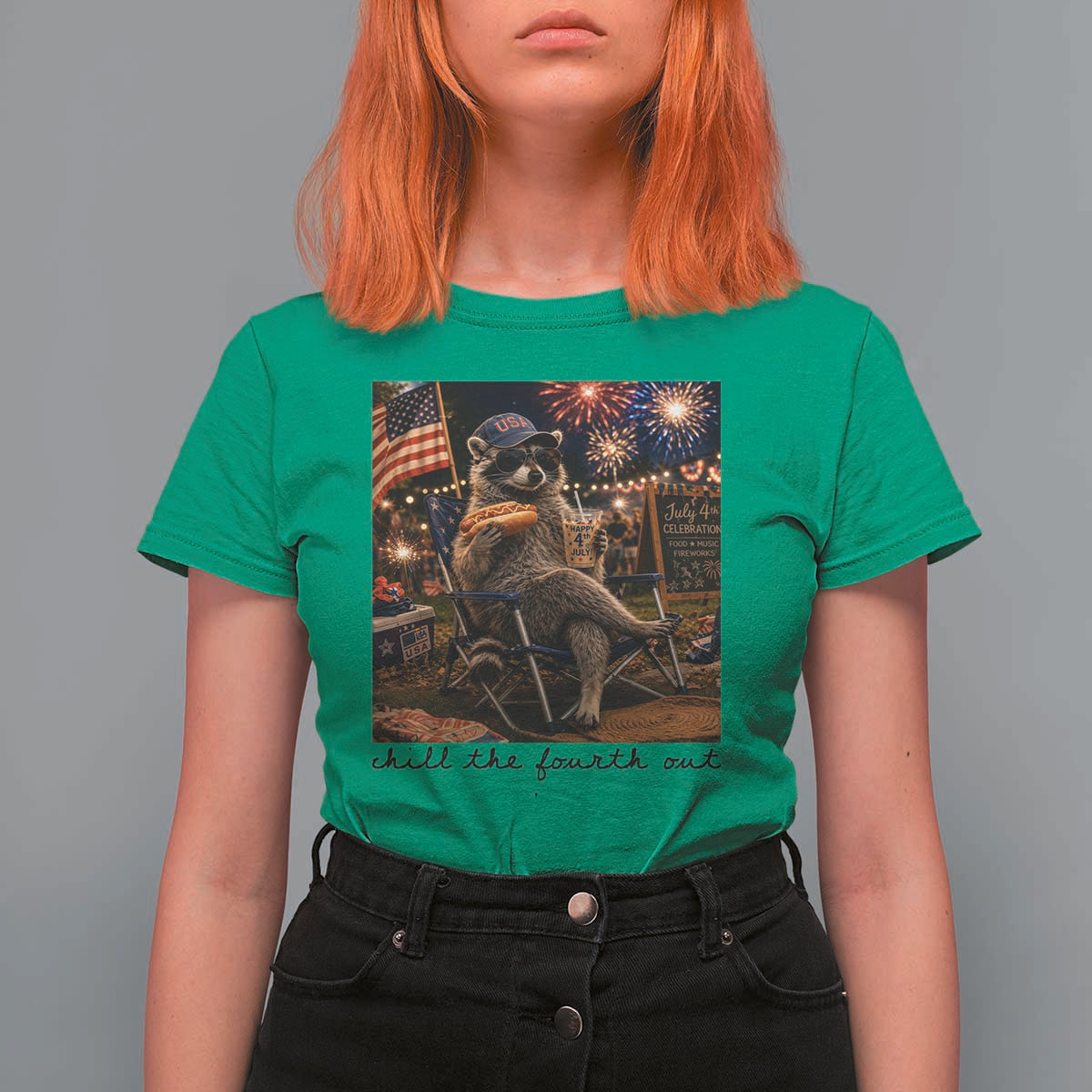 4th of July Raccoon T Shirt For Women Chill The Fourth Out