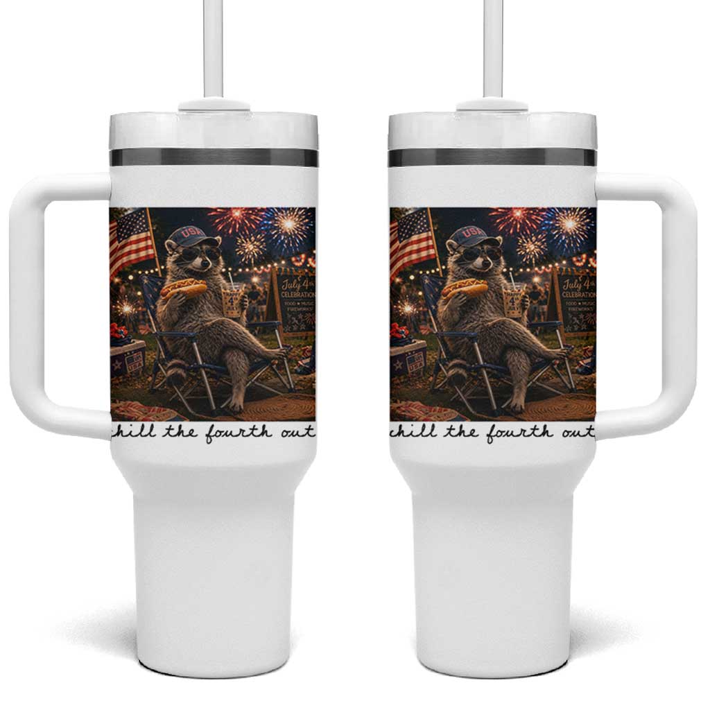 4th of July Raccoon Tumbler With Handle Chill The Fourth Out