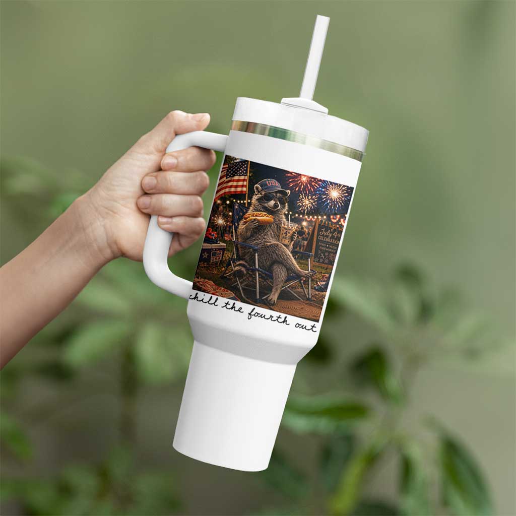 4th of July Raccoon Tumbler With Handle Chill The Fourth Out