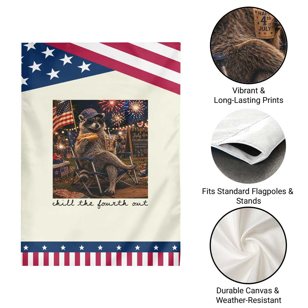 4th of July Raccoon Patriotic Garden Flag Chill The Fourth Out