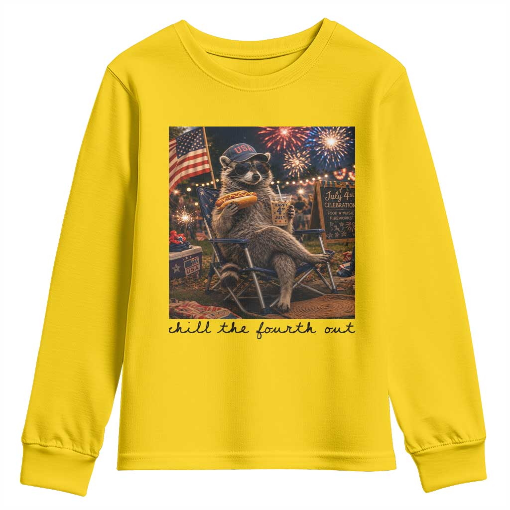 4th of July Raccoon Youth Sweatshirt Chill The Fourth Out