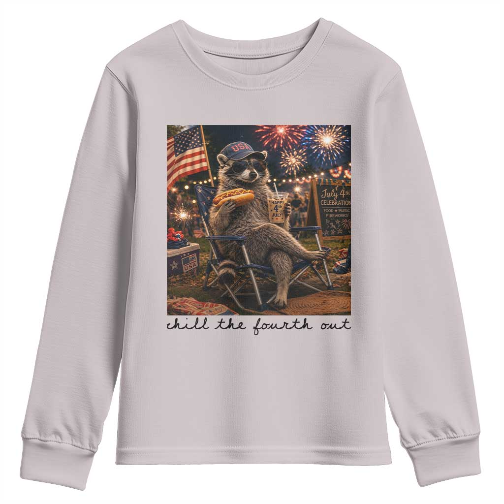 4th of July Raccoon Youth Sweatshirt Chill The Fourth Out