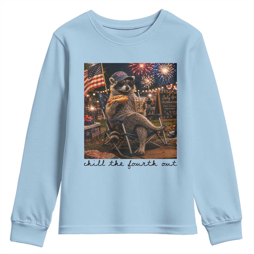 4th of July Raccoon Youth Sweatshirt Chill The Fourth Out
