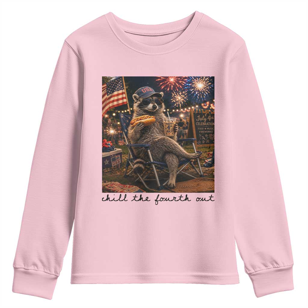 4th of July Raccoon Youth Sweatshirt Chill The Fourth Out