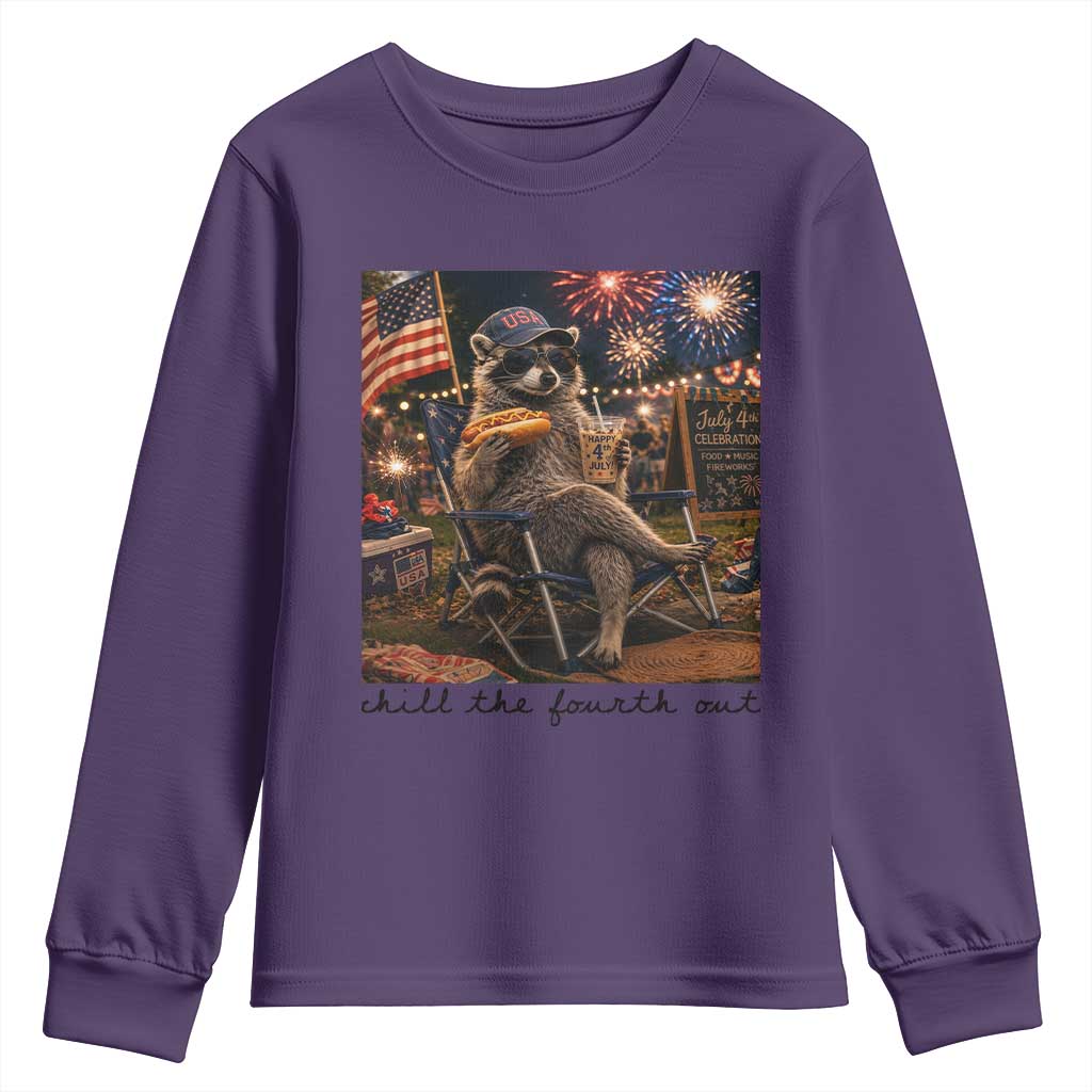 4th of July Raccoon Youth Sweatshirt Chill The Fourth Out