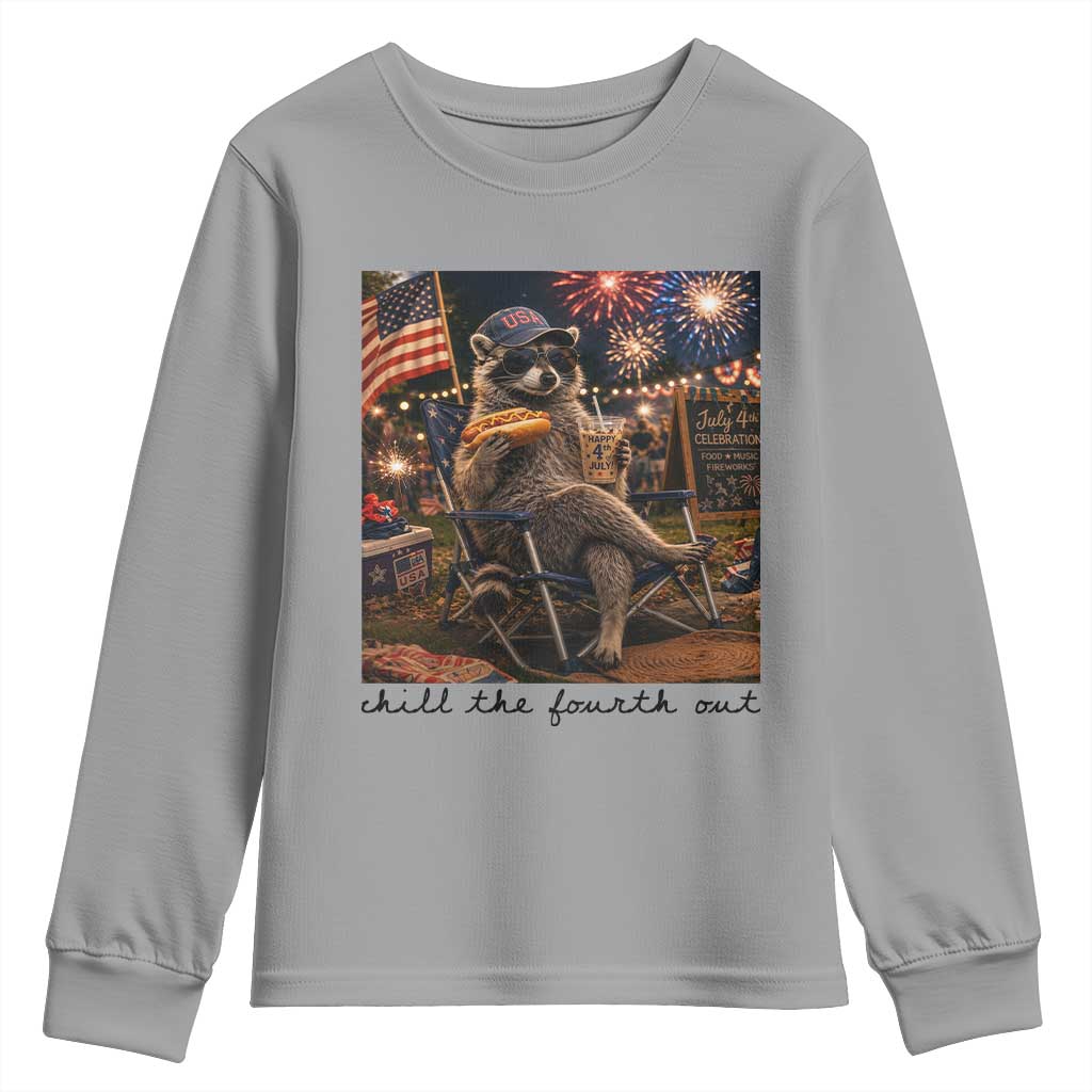 4th of July Raccoon Youth Sweatshirt Chill The Fourth Out