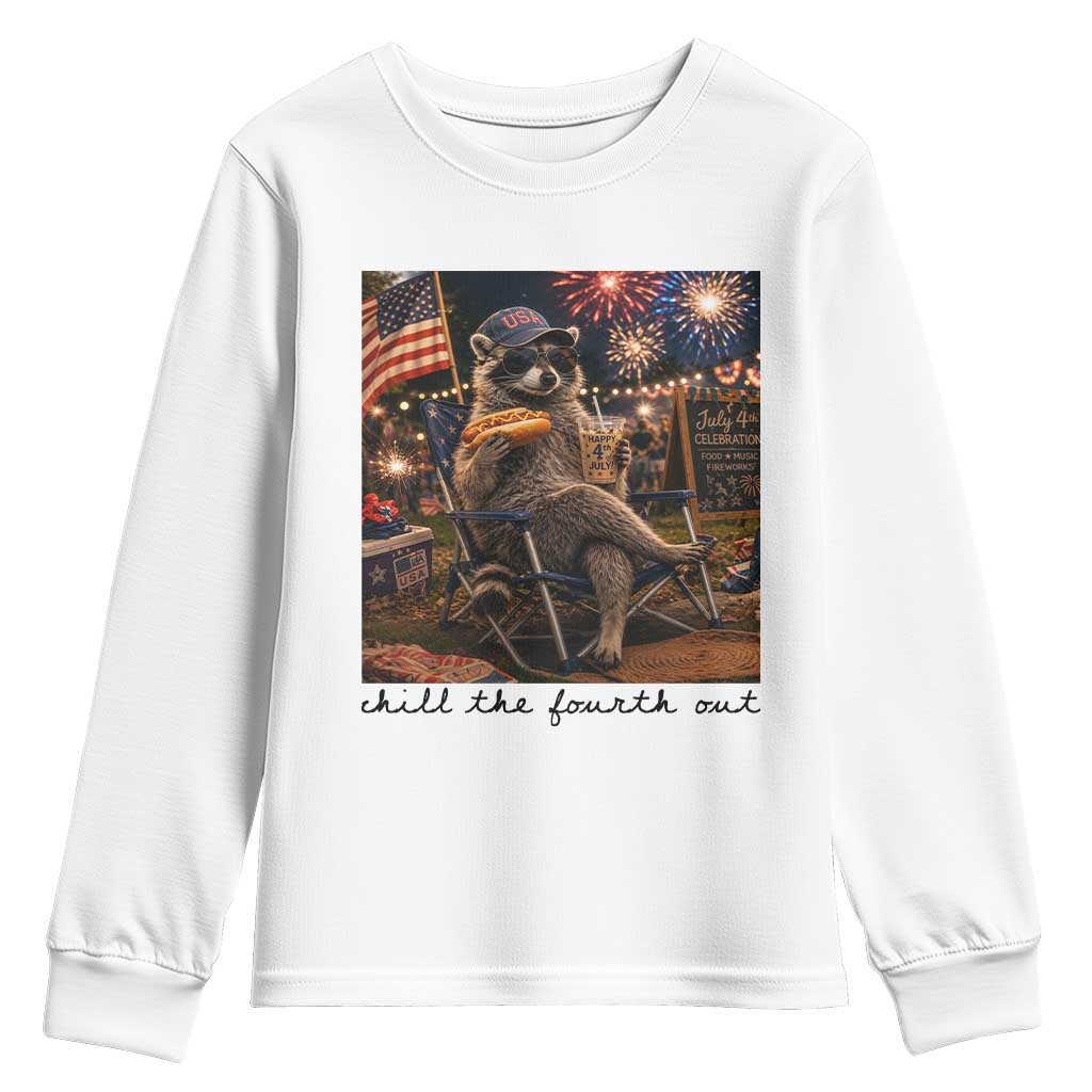 4th of July Raccoon Youth Sweatshirt Chill The Fourth Out