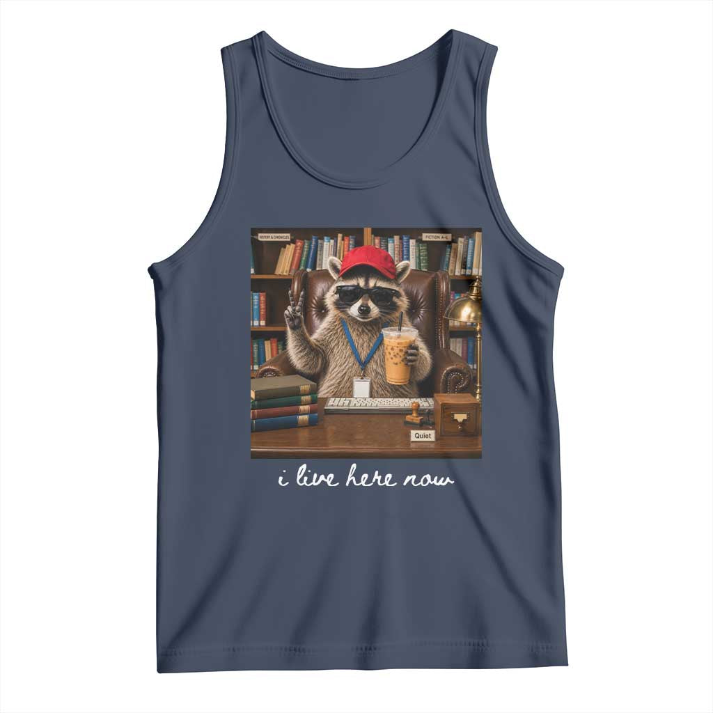 School Librarian Tank Top I Live Here Now Back to School