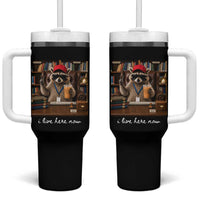 School Librarian Tumbler With Handle I Live Here Now Back to School