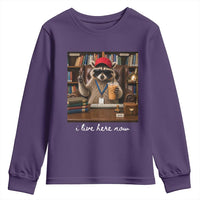 School Librarian Youth Sweatshirt I Live Here Now Back to School
