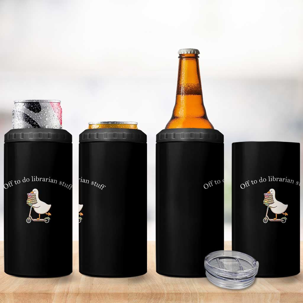 Silly Goose Librarian 4 in 1 Can Cooler Tumbler Off To Do Librarian Stuff Book Lover Gift