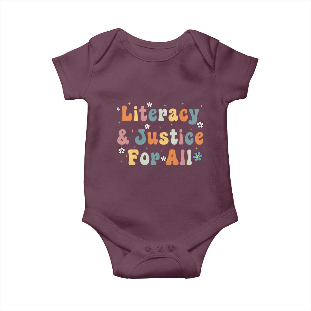 Literacy Justice for All Stop Book Banning Protect Librarian Baby Onesie