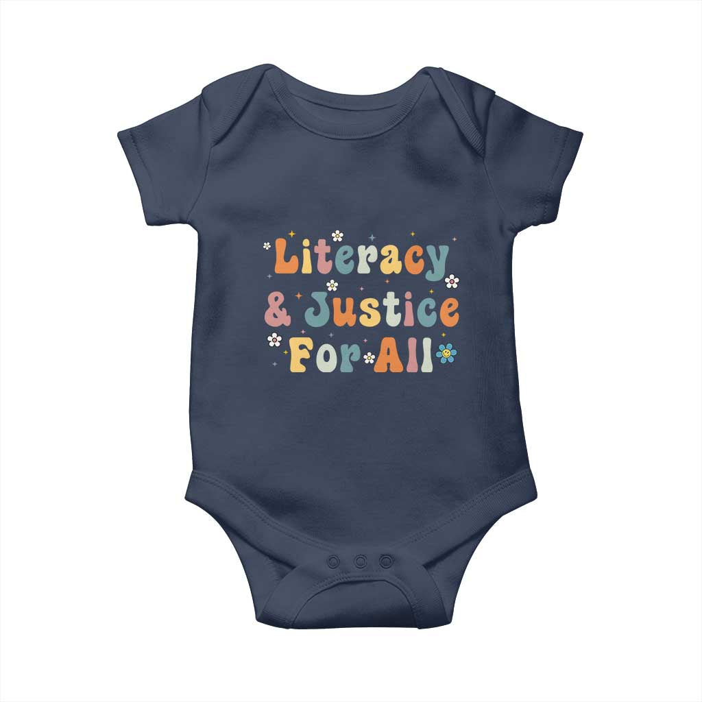 Literacy Justice for All Stop Book Banning Protect Librarian Baby Onesie