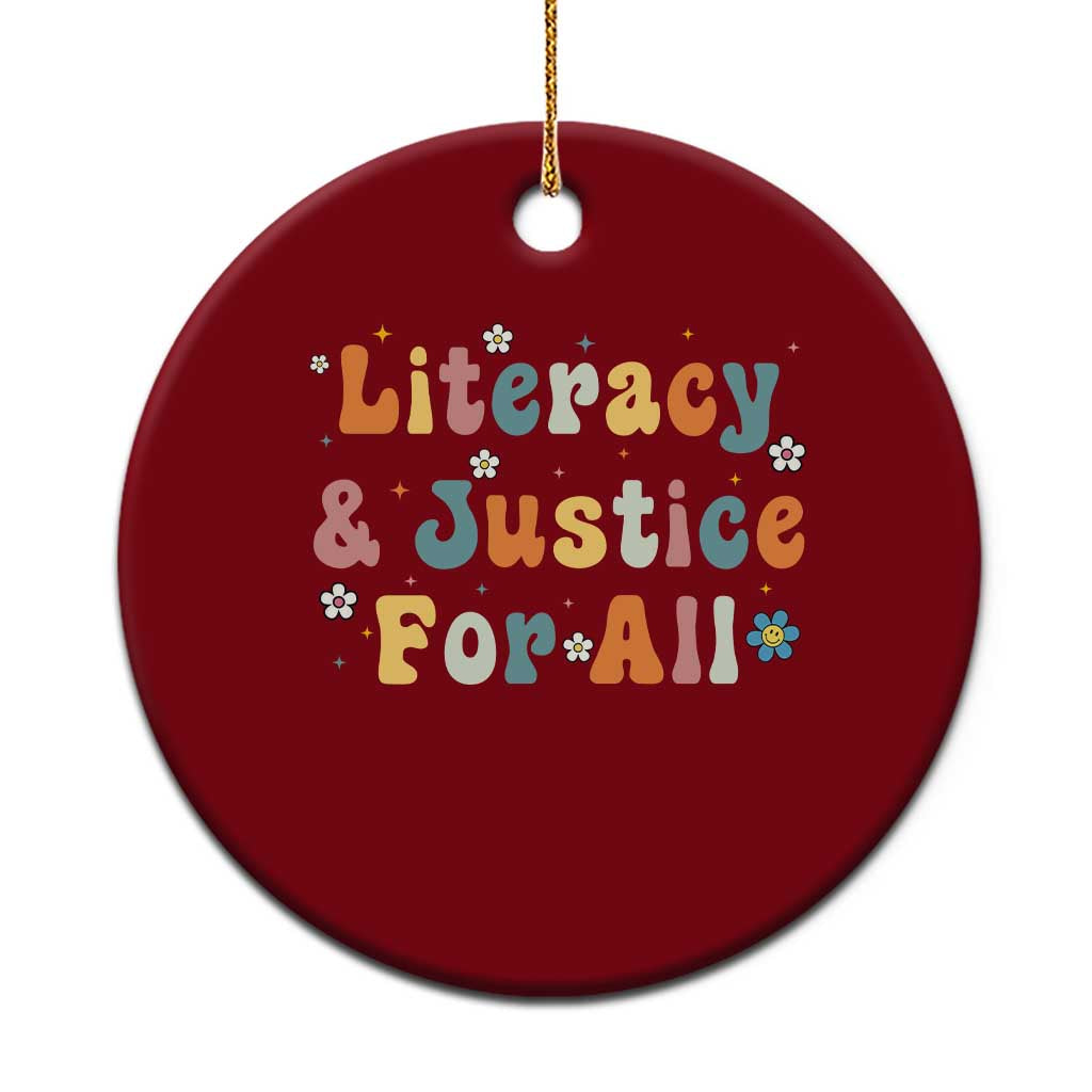 Literacy Justice for All Stop Book Banning Protect Librarian Ceramic Ornament