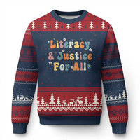 Literacy Justice for All Stop Book Banning Protect Librarian Ugly Christmas Sweater