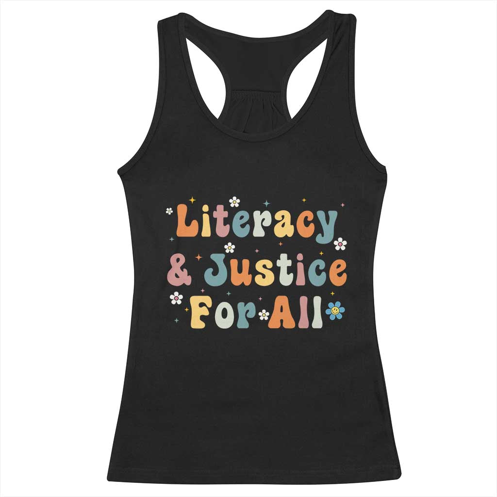 Literacy Justice for All Stop Book Banning Protect Librarian Racerback Tank Top