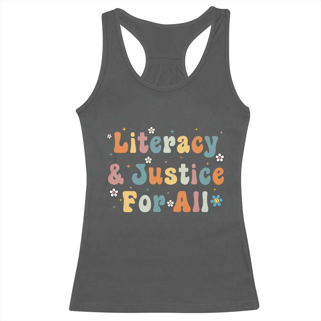 Literacy Justice for All Stop Book Banning Protect Librarian Racerback Tank Top