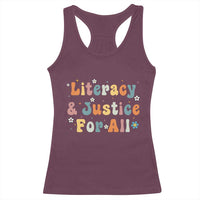 Literacy Justice for All Stop Book Banning Protect Librarian Racerback Tank Top