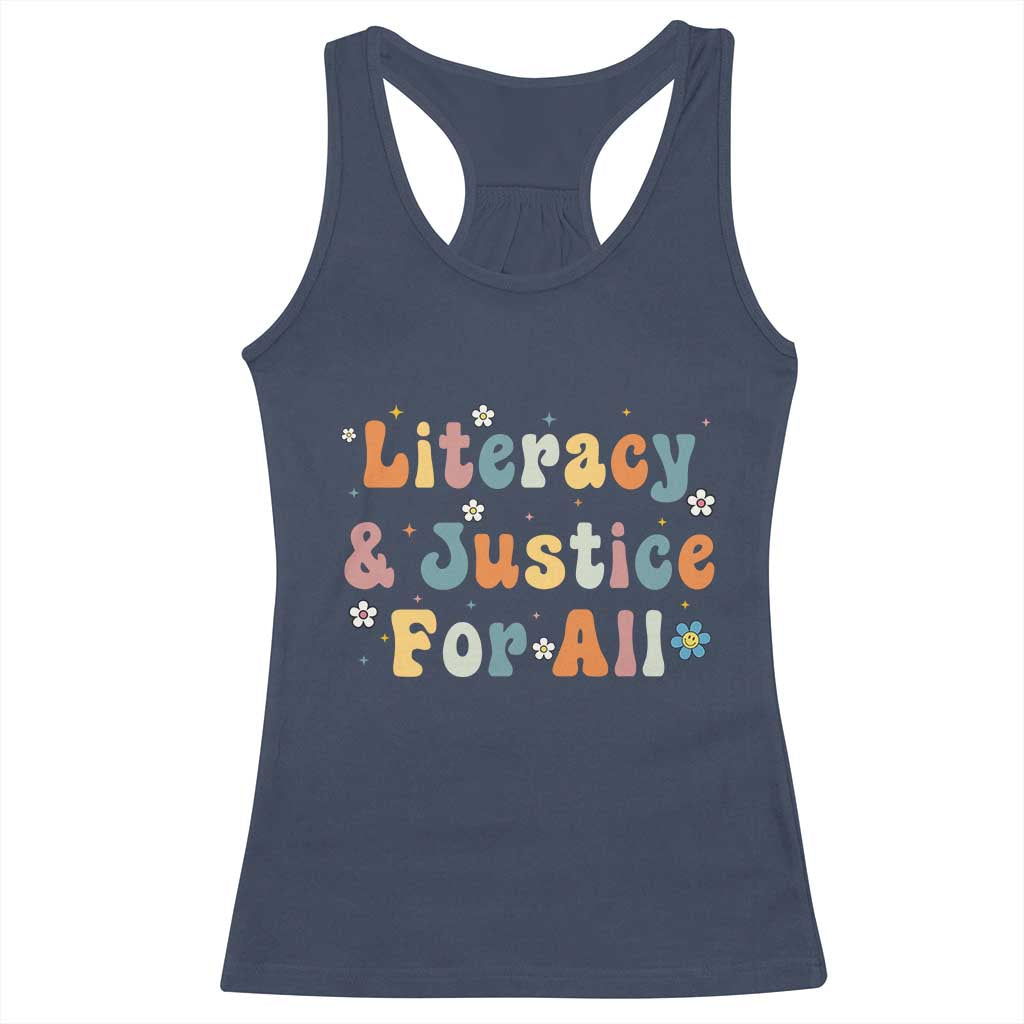 Literacy Justice for All Stop Book Banning Protect Librarian Racerback Tank Top