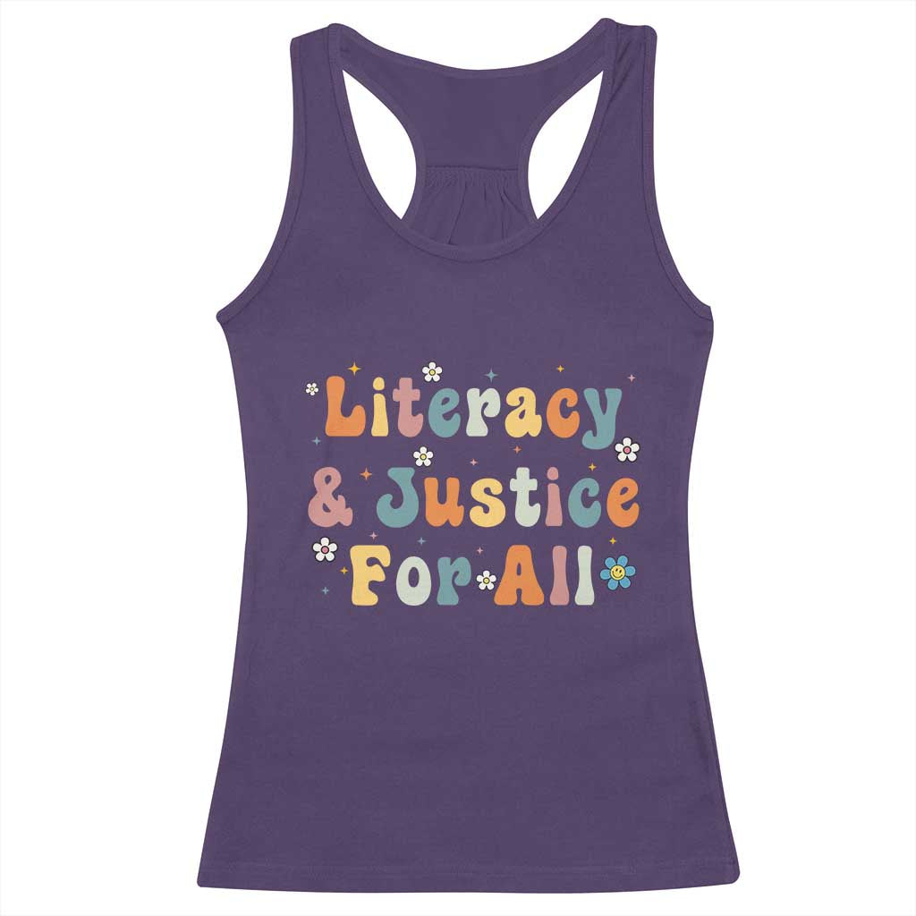 Literacy Justice for All Stop Book Banning Protect Librarian Racerback Tank Top