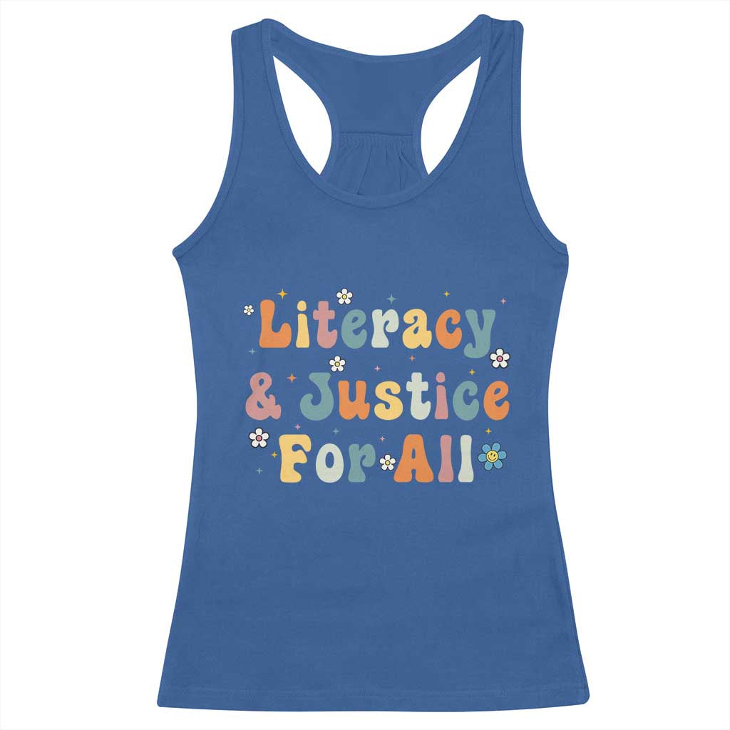 Literacy Justice for All Stop Book Banning Protect Librarian Racerback Tank Top