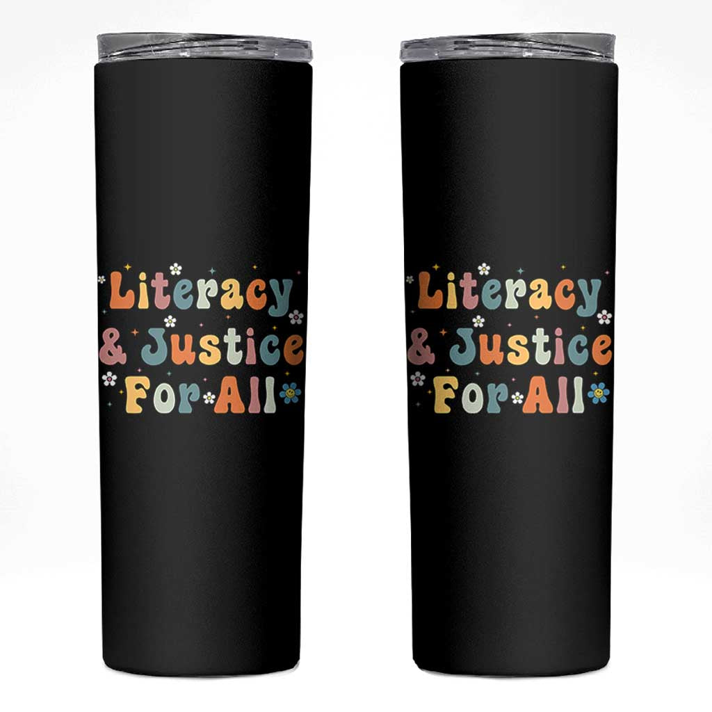 Literacy Justice for All Stop Book Banning Protect Librarian Skinny Tumbler
