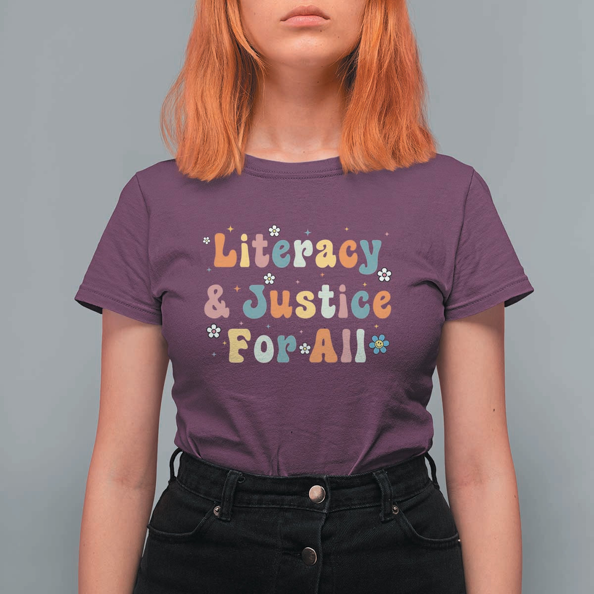 Literacy Justice for All Stop Book Banning Protect Librarian T Shirt For Women