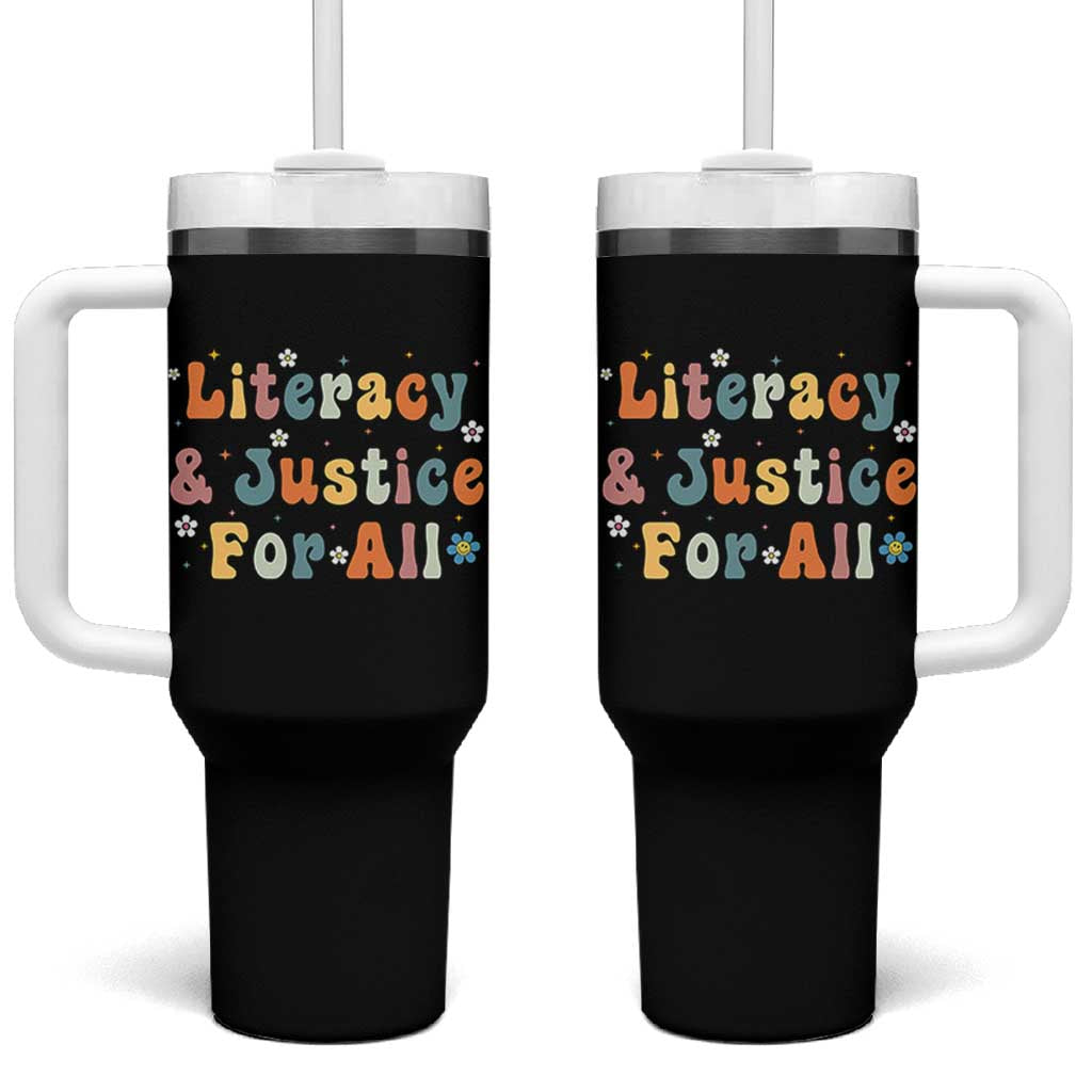 Literacy Justice for All Stop Book Banning Protect Librarian Tumbler With Handle