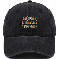Literacy Justice for All Stop Book Banning Protect Librarian Washed Cotton Baseball Cap