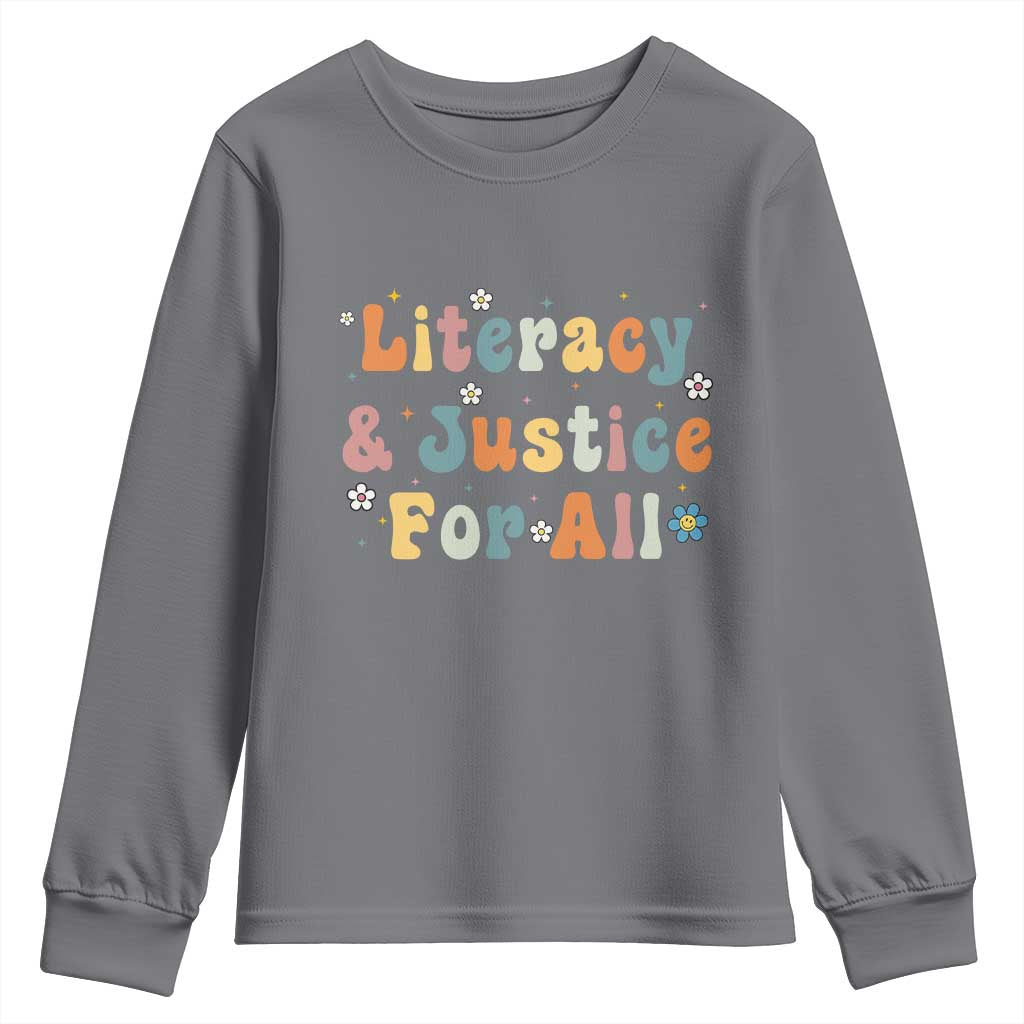 Literacy Justice for All Stop Book Banning Protect Librarian Youth Sweatshirt