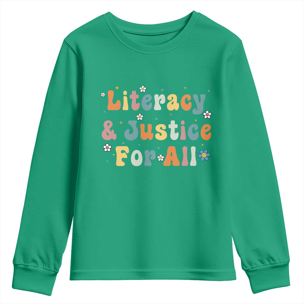 Literacy Justice for All Stop Book Banning Protect Librarian Youth Sweatshirt