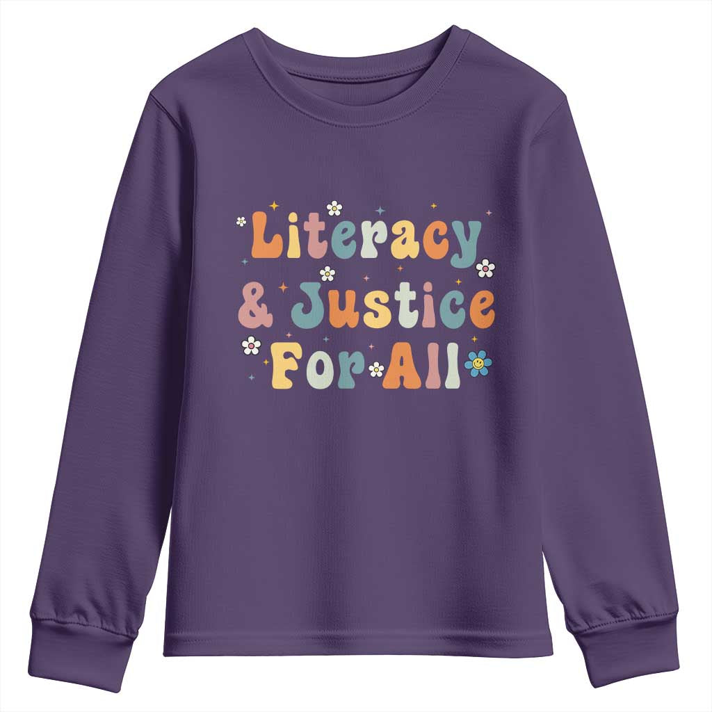 Literacy Justice for All Stop Book Banning Protect Librarian Youth Sweatshirt