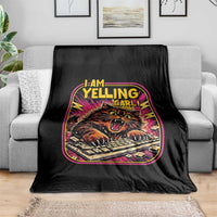 Funny I Am Yelling Carl Throw Blanket Screaming Donut Cat Meme