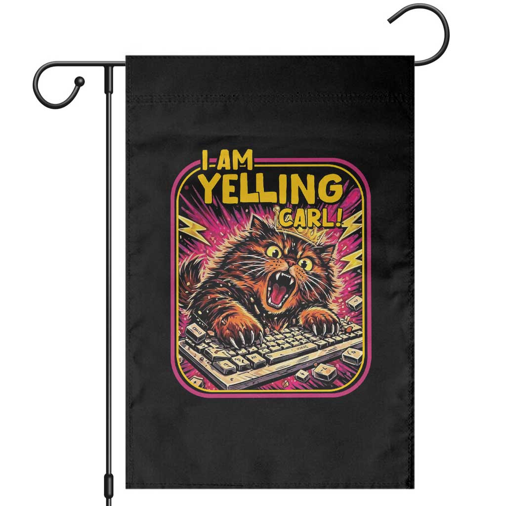 Funny I Am Yelling Carl Garden Flag Screaming Donut Cat Meme