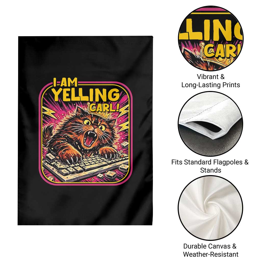 Funny I Am Yelling Carl Garden Flag Screaming Donut Cat Meme