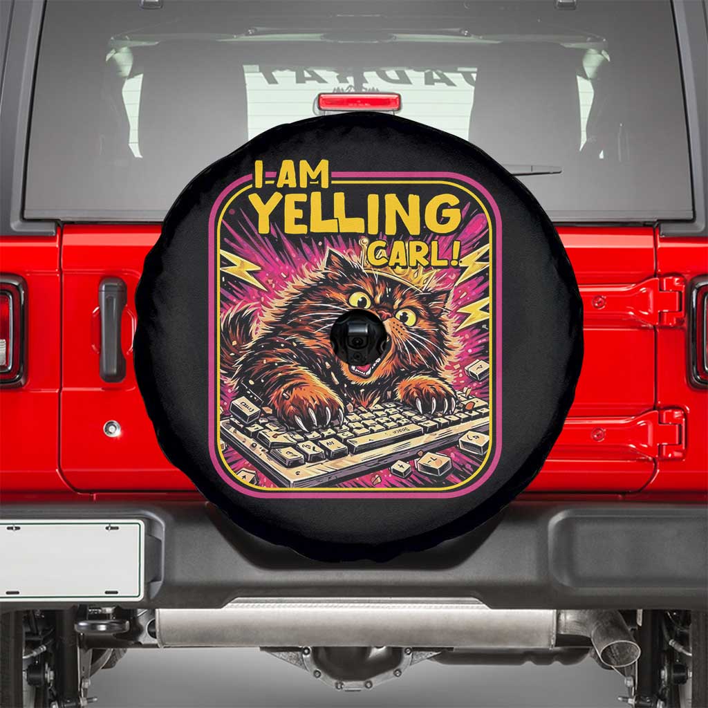 Funny I Am Yelling Carl Spare Tire Cover Screaming Donut Cat Meme